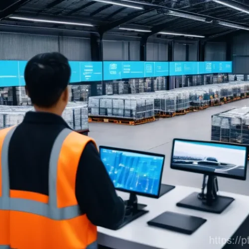 Home 27 물류관리사 직무별 요구 역량 - **Prompt:** A futuristic, highly automated logistics hub at twilight. Autonomous robots are precisel...