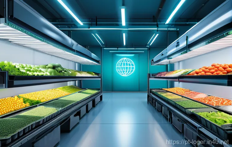 물류관리사 물류 관련 스타트업 트렌드 - **Prompt 2: AI-Powered Green Warehouse Automation**
    "An interior view of a vast, high-tech wareh...